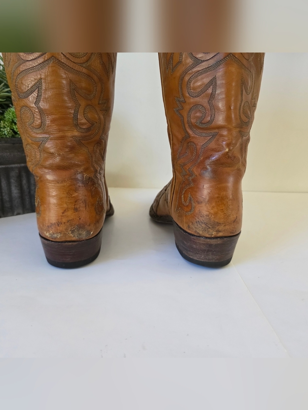 Vintage Ostrich  Leather Western Boots Mens 9.5D Womens 11 USA Made + Buckle - Picture 6 of 16